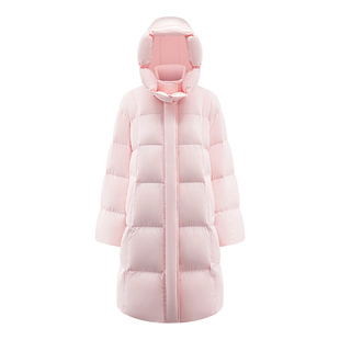 艾莱依泡芙长款羽绒服女2025冬新款糖果捏褶帽檐时尚多巴胺外套
