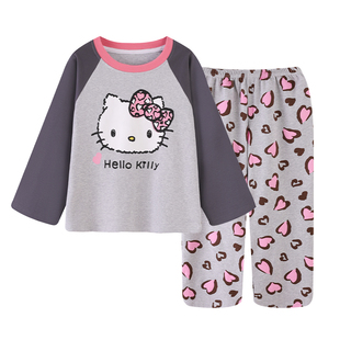 kt猫睡衣女款长袖长裤2026新款春秋季纯棉学生套头秋天家居服套装