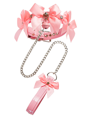 纯欲风蝴蝶结铃铛项圈女K9牵引绳