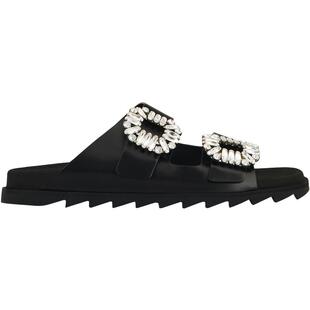 【24期免息】Roger Vivier/RV女鞋Slidy Viv饰扣穆勒拖鞋平底凉鞋