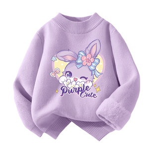 红豆女童毛衣2025新款冬季加厚上衣秋冬加绒半高领女款儿童针织衫