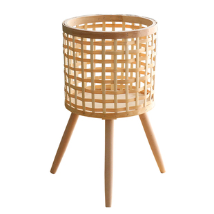 北欧风编织花架装饰绿萝大号花盆阳台客厅植物竹编花篮龟背竹藤编