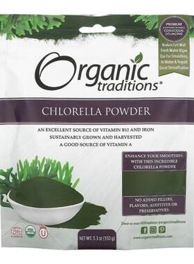 香港直发Organic Traditions小球藻粉温和细腻易吸收150g
