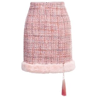 【奥莱】MAXRIENY桃花拂雪半裙a字女秋高腰半身裙