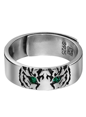 虎纹情侣国潮纯银戒指男女可戴