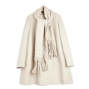 【自营】【标记暖意】ELLE羊驼毛长款双面呢大衣女25冬款毛呢外套