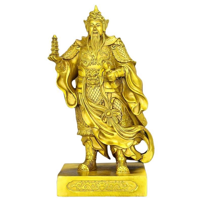 黄铜托塔天王佛像供奉摆件