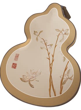 葫芦抱枕宋式美学兰花九兰图亚麻中式简约客厅沙发国风靠垫靠枕
