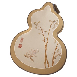 葫芦抱枕宋式美学兰花九兰图亚麻中式简约客厅沙发国风靠垫靠枕