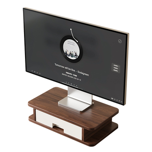 小巧电脑显示器增高架女生工位台式显示屏办公桌带抽屉台面置物架