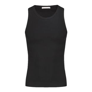 Roast Lucky修身版型U领螺纹运动健身弹力背心基础打底无袖T恤