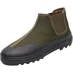 3511冬季棉鞋高帮耐磨迷彩工装鞋防滑保暖男户外加绒加厚劳保胶鞋