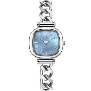 德国LANZOOM蓝族海蓝小方糖母贝女士手表女款轻奢小众送女友礼物