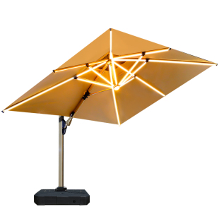 户外遮阳伞庭院伞大太阳伞棚LED灯带别墅花园露天阳台商用罗马伞