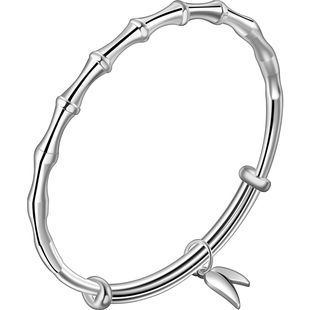 老银匠s999足银竹节银手镯女款纯银镯子新中式上岸送女友生日礼物