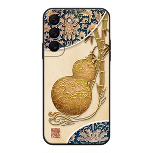 适用三星s25立体浮雕s24手机壳s23葫芦ultra花鸟a54本命年note20发财s22好运note10+防摔s21fe竹子a55古风a54