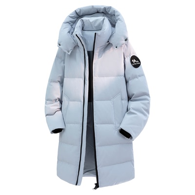 雪中飞鸭绒防钻绒加厚中长羽绒服
