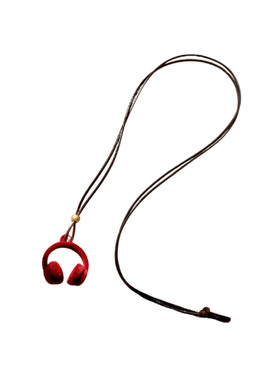 韩系少女！丝绒耳机吊坠项链女