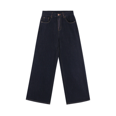 伊纳芙复古高腰直筒牛仔裤