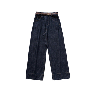 晶咕白标DADATATA【修腿型模范生】刺绣宽松微胖mm牛仔裤女大码