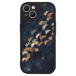 田野里面奔跑的兔子油画风小羊皮手机壳适用苹果17nova14华为p70/mate70小米15reno14vivo30荣耀300iPhone15