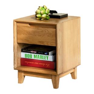 优木家具北美橡木床头柜全实木床头柜单抽储物柜北欧简约原木家具