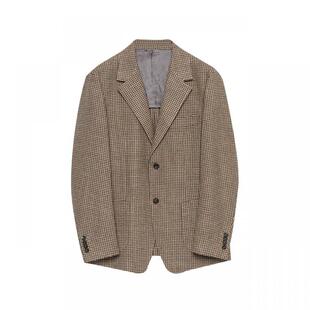 EHE男装 春夏新款千鸟格原创设计精致复古绵羊毛西服外套男