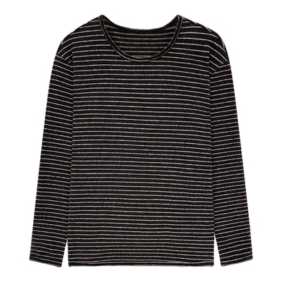 条纹宽松针织长袖t恤女冬季