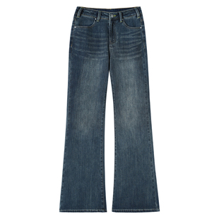 不贴腿微喇裤2025新款加厚女高腰显瘦修身复古秋冬加绒喇叭牛仔裤