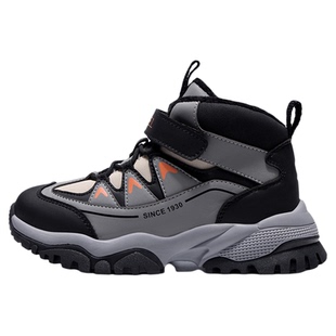 骆驼运动鞋儿童登山鞋加绒2025新款防滑户外休闲高帮鞋男童雪地靴