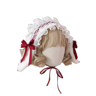 Lo娘自制蝴蝶结垂耳兔发带发饰头饰洛丽塔爱丽丝可爱KC兔耳可拆卸