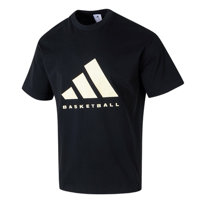 阿迪达斯黑色短袖T恤男26春夏新款运动服圆领宽松透气半袖JY0199