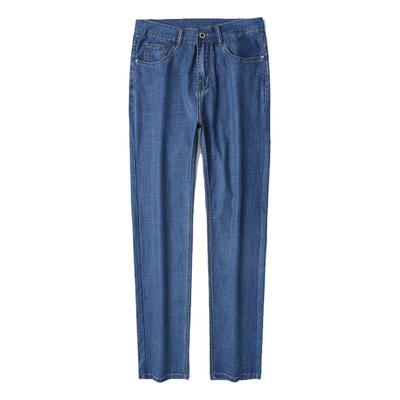 薄款天丝舒适修身直筒牛仔长裤