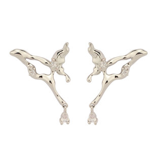 液态蝴蝶 ins风耳环小众设计感高级冷性风耳钉秋冬女耳饰高级感