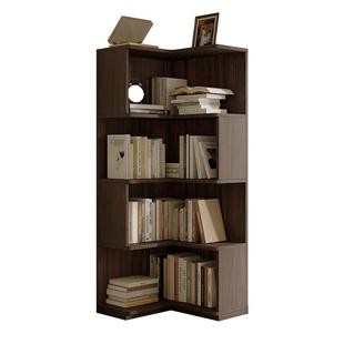 中古风书架实木转角书柜定制柜子法式复古客厅靠墙一体墙角置物架