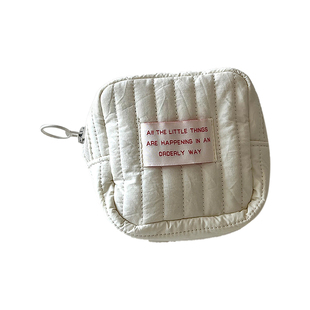 thefifthmoon可爱迷你纯色ins风化妆包便携夹棉收纳包口红钥匙包