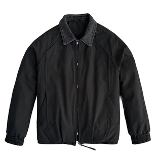 原创牛仔拼接假两件插肩袖羽绒服男冬季时尚新款轻薄保暖翻领外套