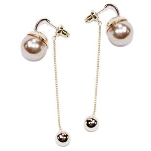 气质优雅珍珠长流苏欧美耳钉无耳洞透明耳夹无洞耳环耳饰女高级感