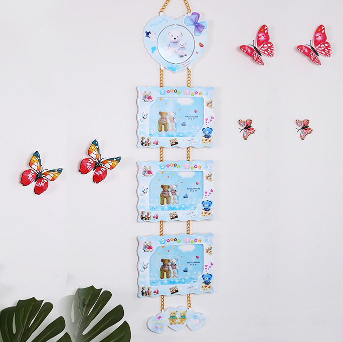 7寸创意卡通连体组合相框儿童房挂墙挂联相架七寸婴儿宝宝相框