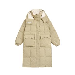 紫涵长款连帽羽绒服外套女冬季新款宽松过膝通勤保暖90鸭绒面包服