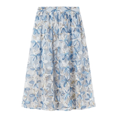 MISS COCOON可可尼立体花朵网纱伞裙女2026夏季新款a字半身长裙