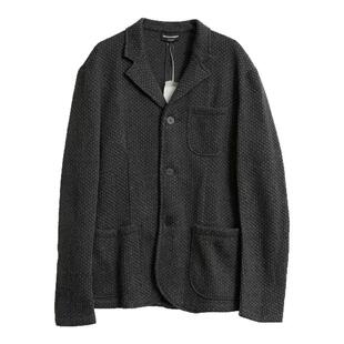 Emporio Armani 男士编织纹理西装外套羊毛混纺单西银泰 301596