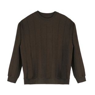 朴术男装2025年秋冬季新款竖条纹复古风保暖修身显瘦圆领套头毛衣