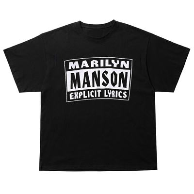 Marilyn Manson乐队美式复古暗黑街头hiphop小领口重磅棉短袖T恤