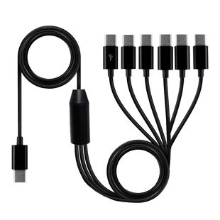 Typec一拖六充电线分6个全tpc插头接口一分二三四tpyec多头6合1多功能3头手机直播PD供电线2米四合一加长分线