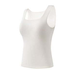 内茵德绒保暖背心女带胸垫一体打底衫内衣秋冬发热方领含羊毛秋衣