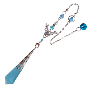 鱼籽铺天然海蓝宝灵摆 原石项链手作水晶吊坠原创设计|送入门教程