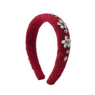 秋冬红色毛绒发箍女宽边高颅顶头箍高级感发卡头饰新年压发发箍