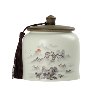 精品防潮中式茶叶罐茶罐储存罐密封罐高档普洱茶陶瓷国风高级感