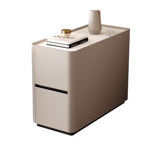 现代简约实木皮艺沙发边柜侧边储物柜轻奢30宽超窄夹缝柜客厅边几